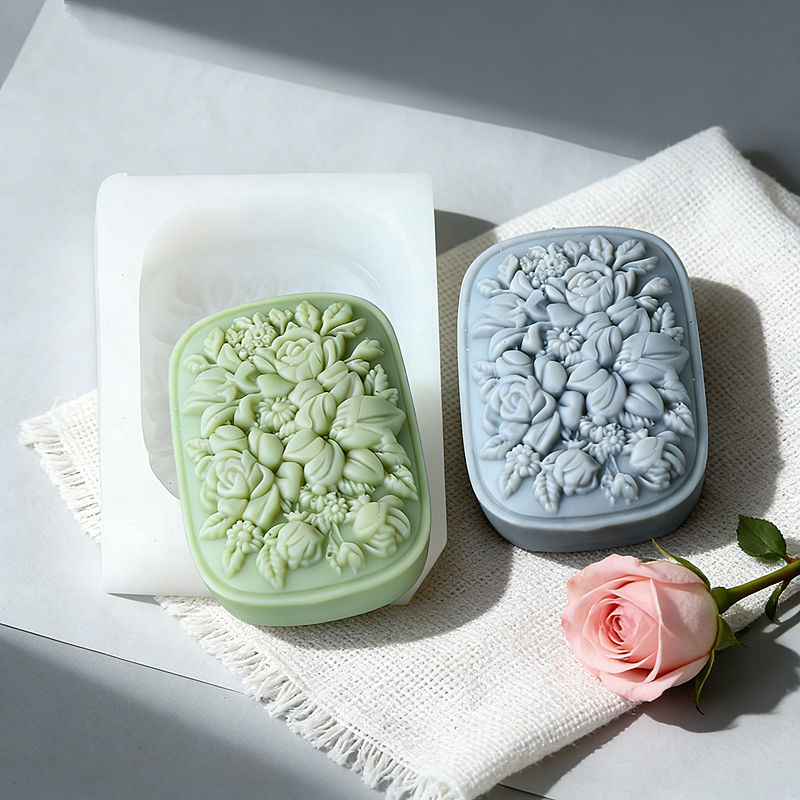 Soap Making Gifts - Kare Çiçek Silikon Sabun Kalıbı Gül