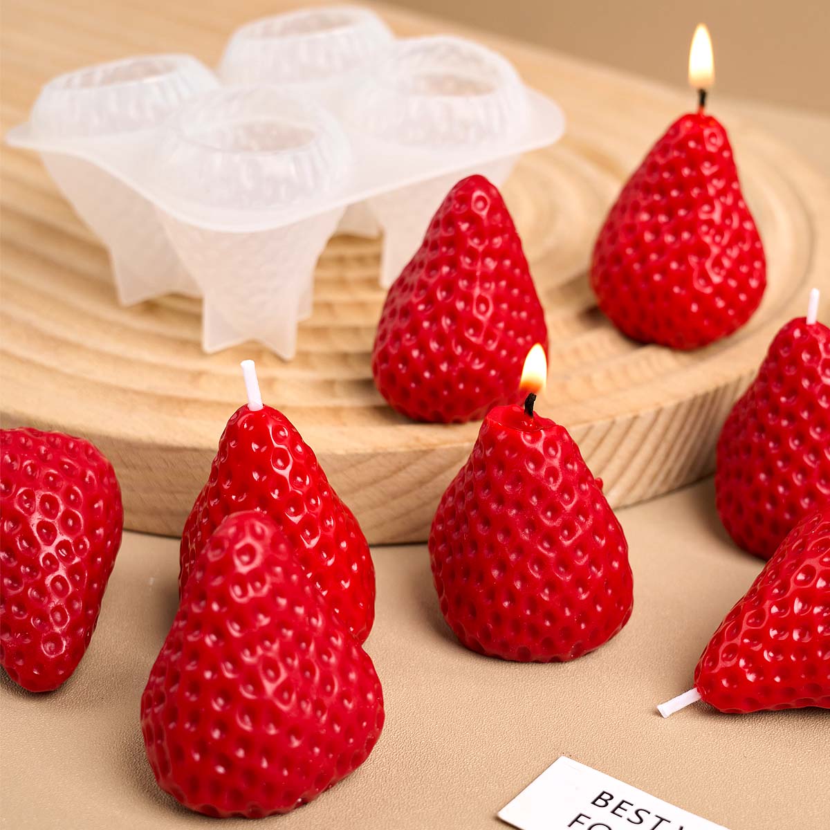 4 adet Çilek Silikon Mum Kalıp - Soap Making Gifts incelemesi ve fiyatı